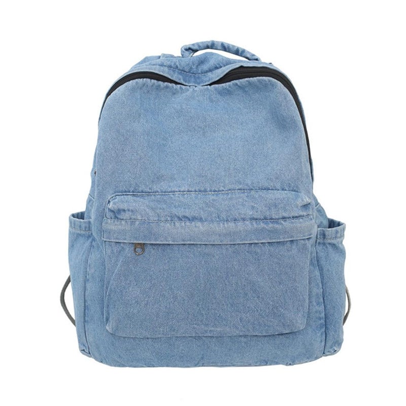 MaxxCloud Vintage Denim Backpack Jeans Daypack Travel Bag Rucksack (342 Light Blue 3) - Image 1